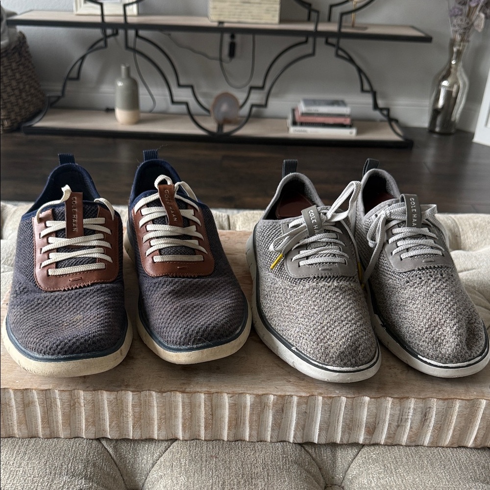 2 pair Cole Haan zerogrand Men's 10‎ Dual-Tone Sneakers in Gray and Brown